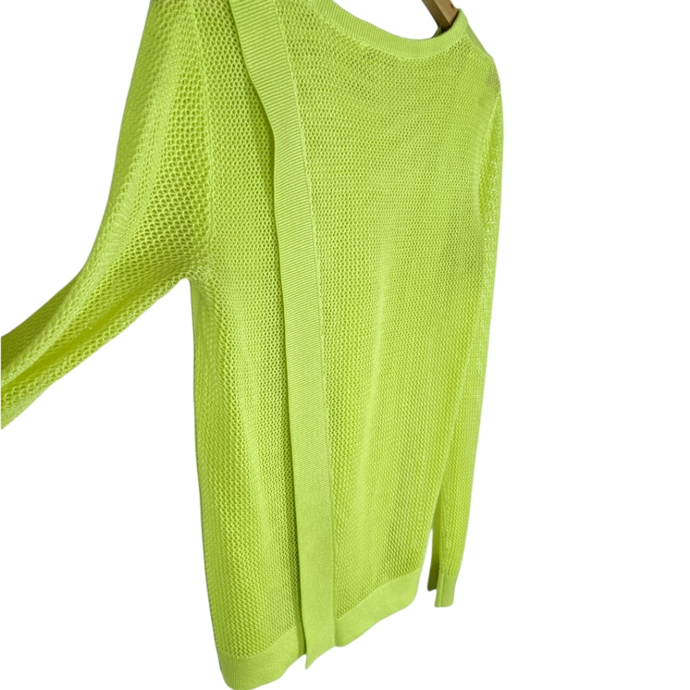 Cabi Split Back Lime Green Sweater - image 7